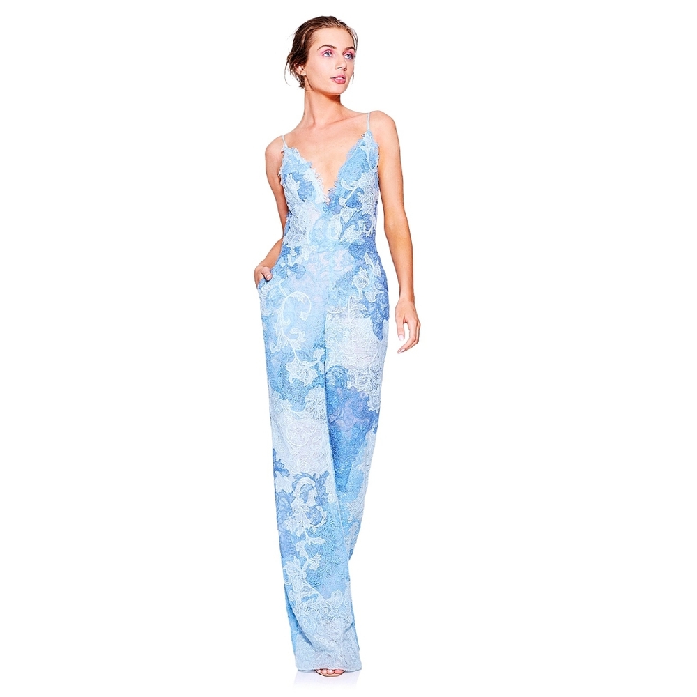 Tadashi Shoji Lison Lace Wide Straight Leg Jumpsuit